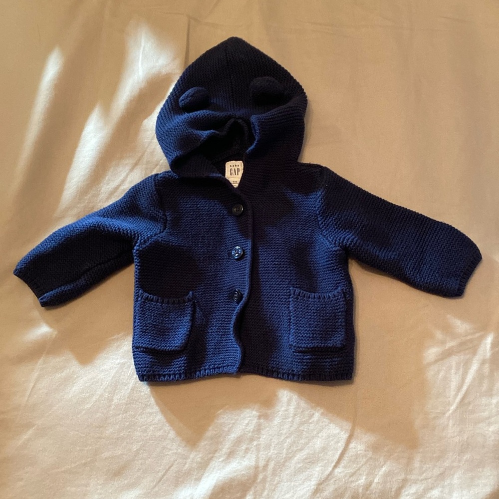 BABY GAP BUTTON UP SWEATER WITH HOOD